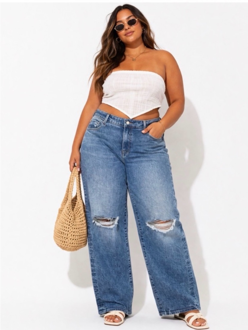 TORRID Ripped Wide Leg Jeans - Picture 2 of 10